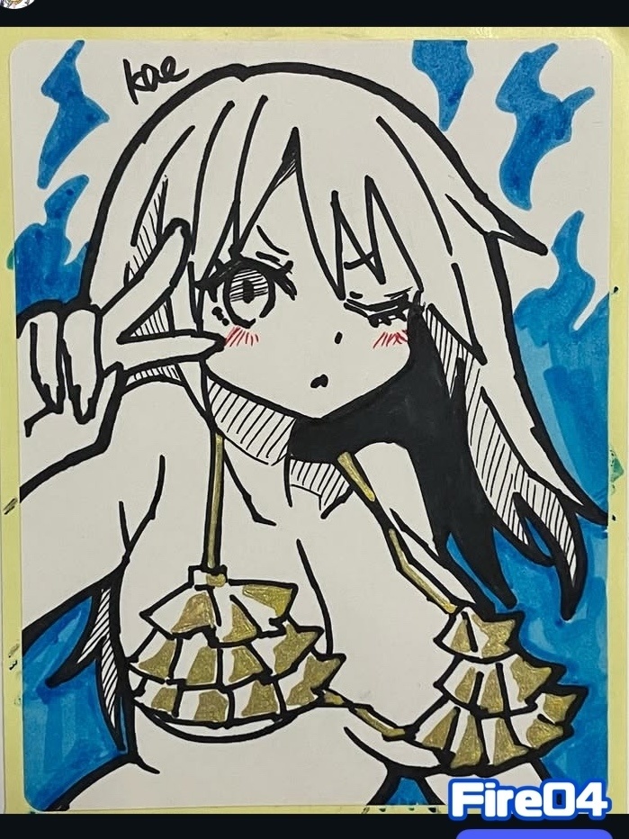 ラベルシールドローイング原画 Fire(Blue)