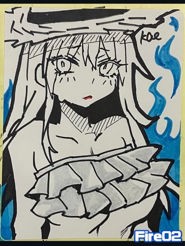 ラベルシールドローイング原画 Fire(Blue)