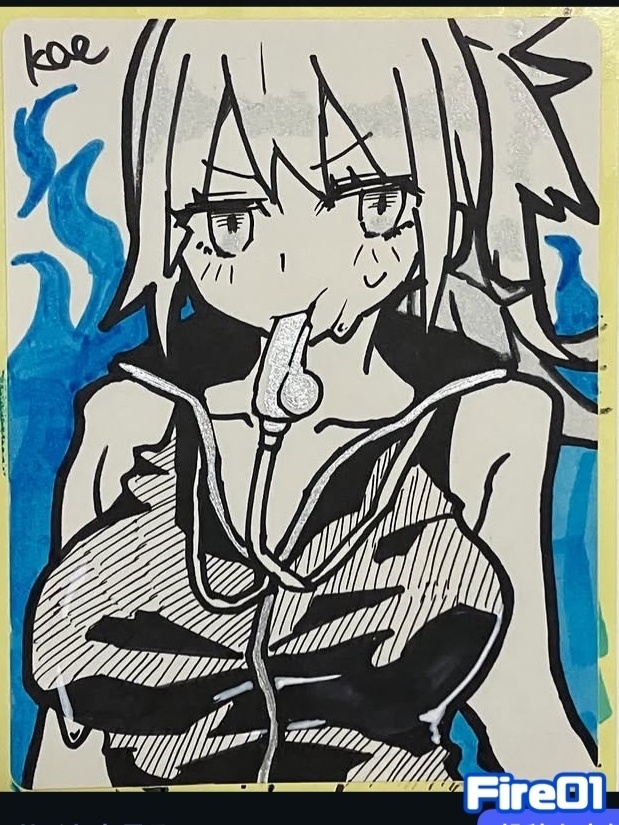 ラベルシールドローイング原画 Fire(Blue)