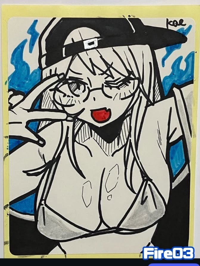 ラベルシールドローイング原画 Fire(Blue)