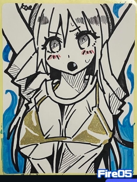 ラベルシールドローイング原画 Fire(Blue)