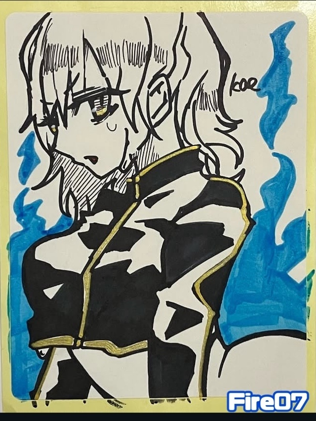 ラベルシールドローイング原画 Fire(Blue)