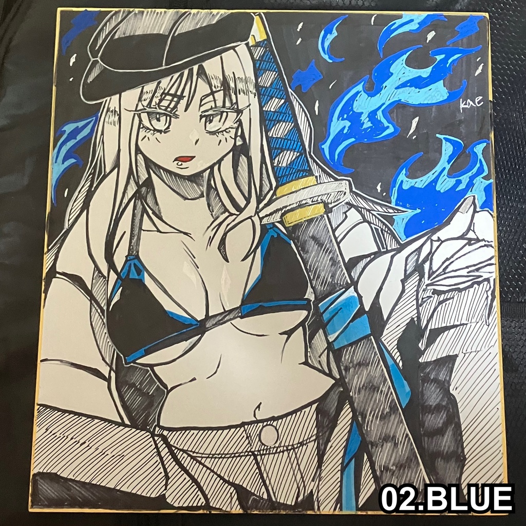 アナログ色紙原画_カタナ