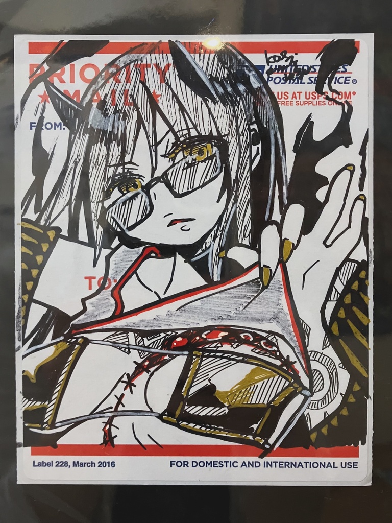 ラベルシールドローイング原画　痕