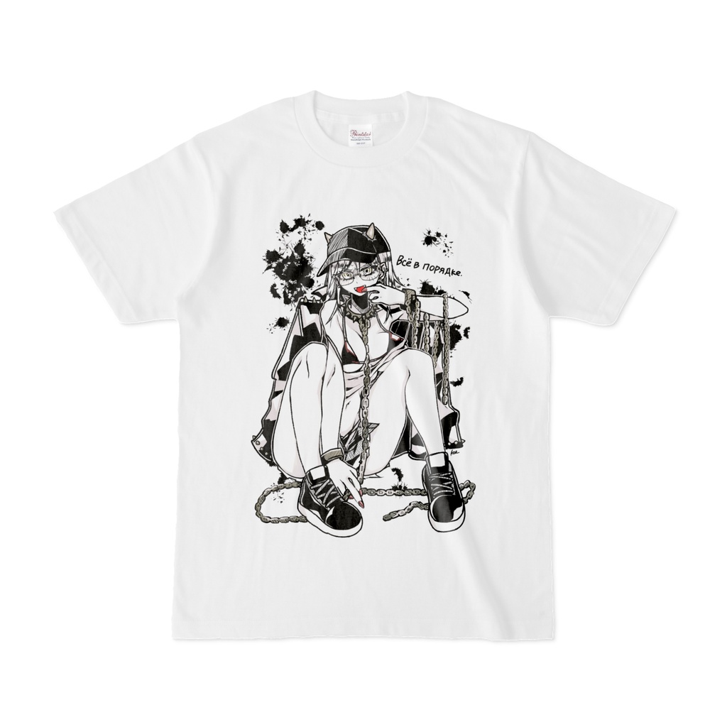 Tシャツ白_鎖　01キャップ