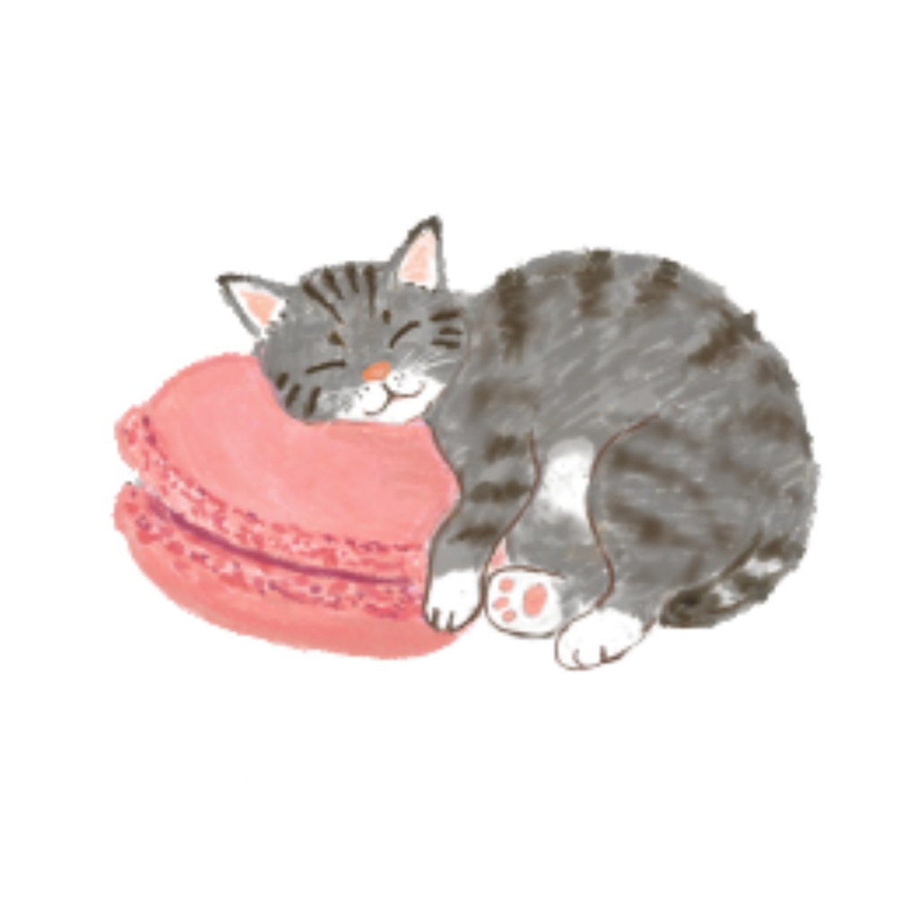 デジタルマカロン猫ステッカー