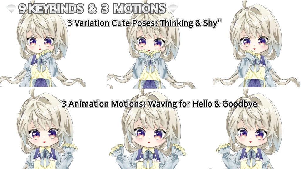 【受賞実績有】Live2D汎用モデル モーション3種/差分9種/VTS対応 Premium Chibi Mage / 9 Expressions / 3 Poses / VTS Ready