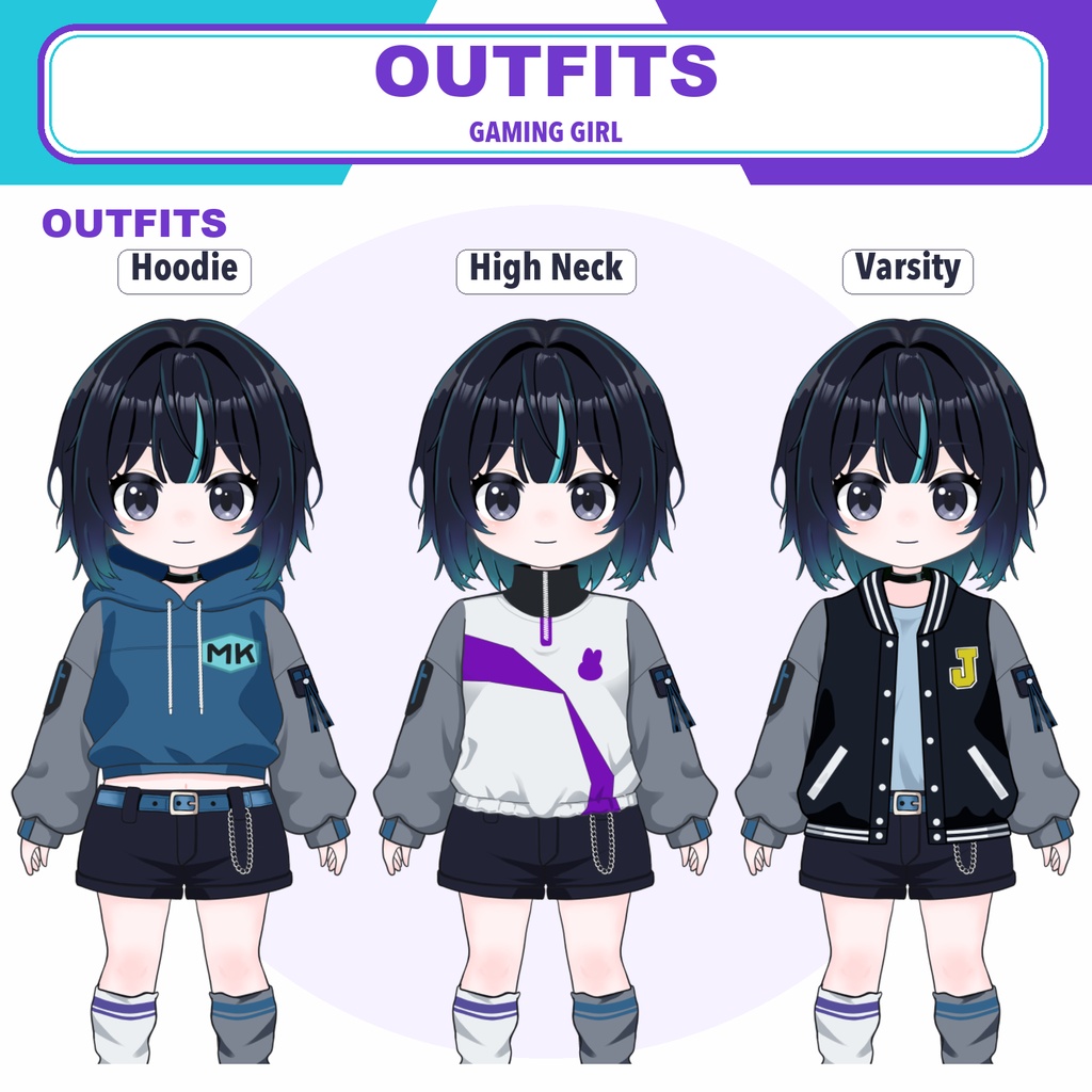 【汎用Live2Dモデル】Gaming Girl|カスタマイズできるChibi VTuberモデル【VTube Studio】