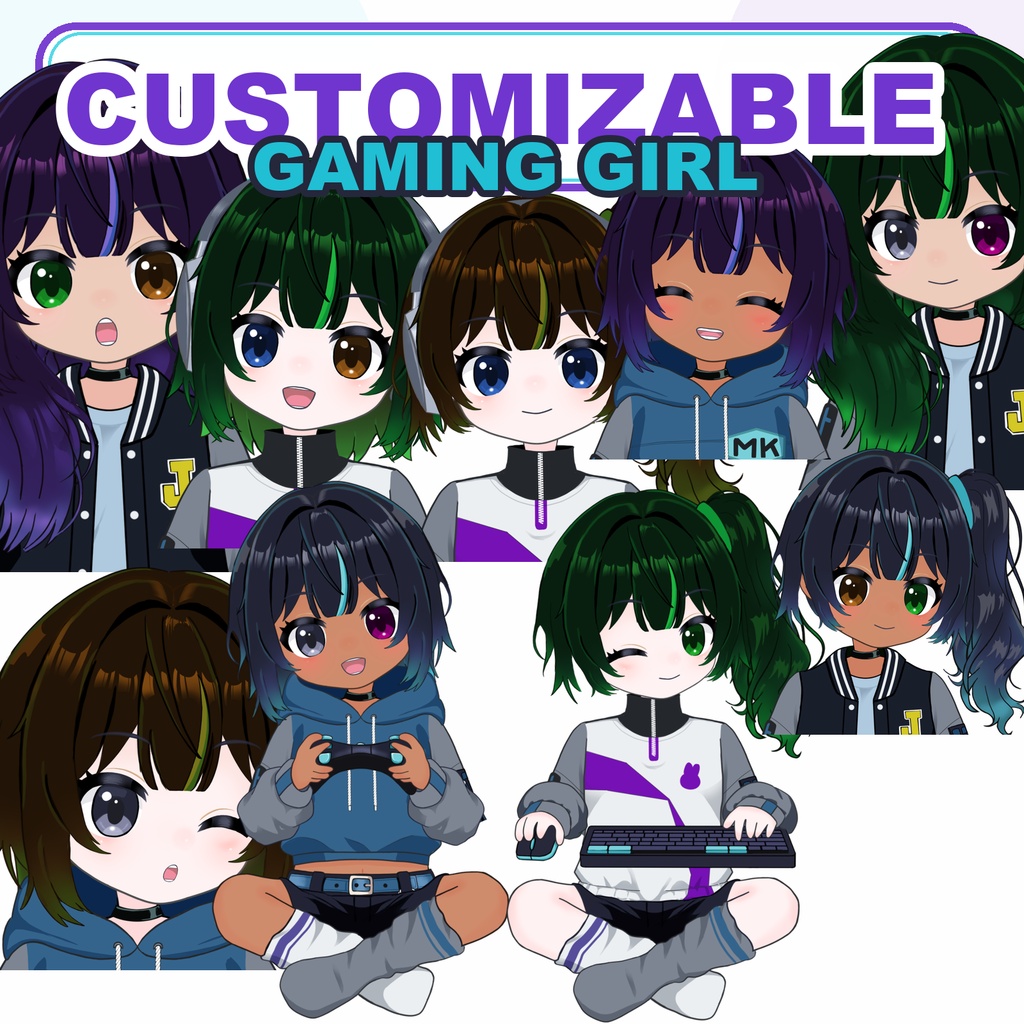 【汎用Live2Dモデル】Gaming Girl｜カスタマイズできるChibi VTuberモデル【VTube Studio】