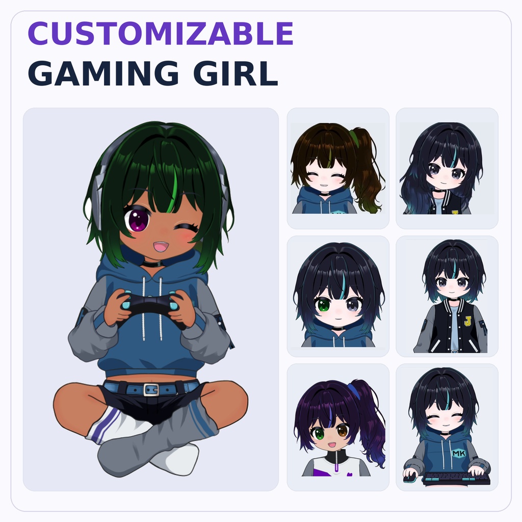 【汎用Live2Dモデル】Gaming Girl|カスタマイズできるChibi VTuberモデル【VTube Studio】