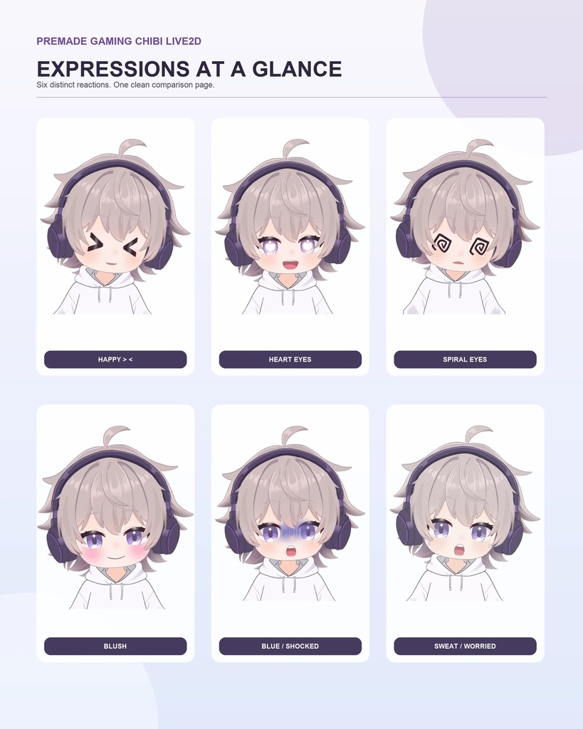 【VTS即導入OK】ゲーミングちびLive2D VTuberモデル|表情・ポーズ差分付き