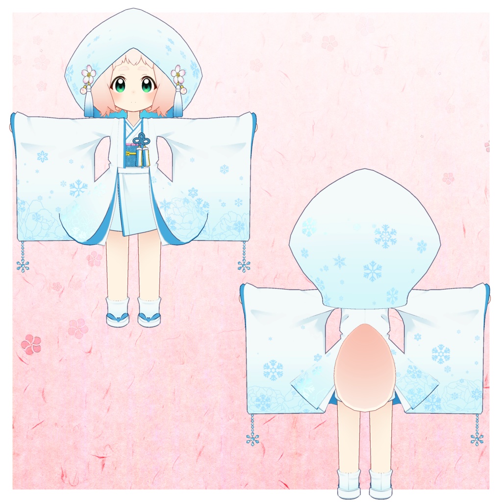 雪桜の着物 【ロポリこん対応】
