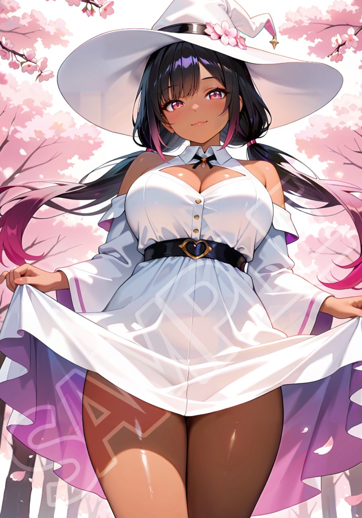 褐色黒魔女と桜デート