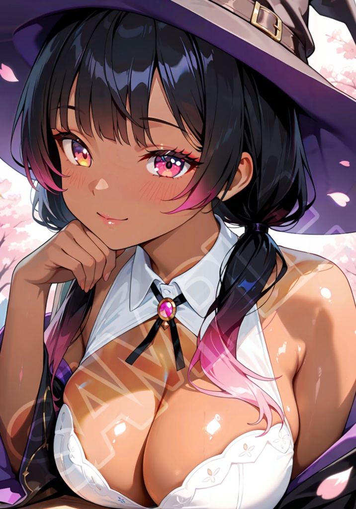 褐色黒魔女と桜デート