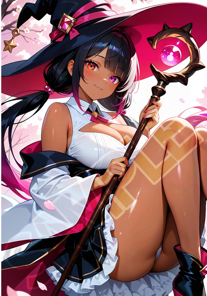 褐色黒魔女と桜デート