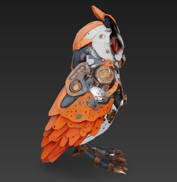 Steampunk Gear-Owl Sculpture