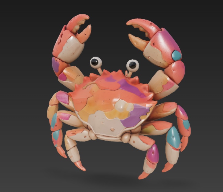 Pastel Patchwork Crab Sculpture