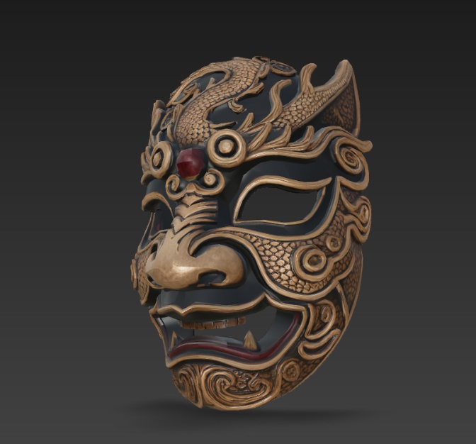 Black-Gold Dragon Mask 黒金龍仮面