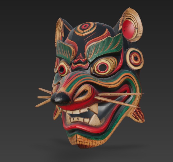 Feral Spirit Wood Mask 獣霊木彫面
