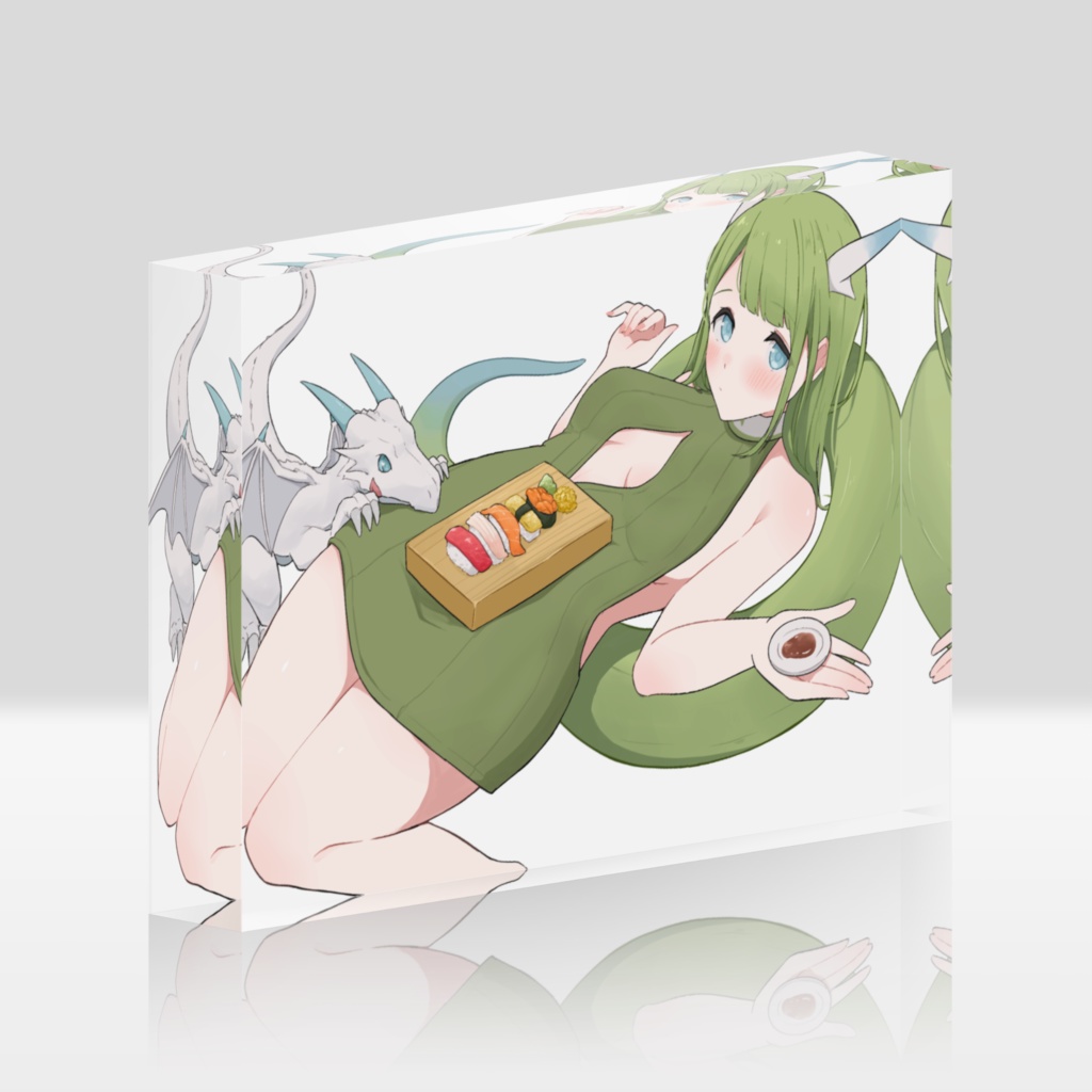 ユウナ&ドラゴン&お寿司 アクリルブロック