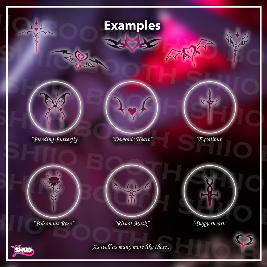 25+ Tattoo Pack 「25+ タトゥーパック」 (Succubus, Butterfly, Multiple Themes)