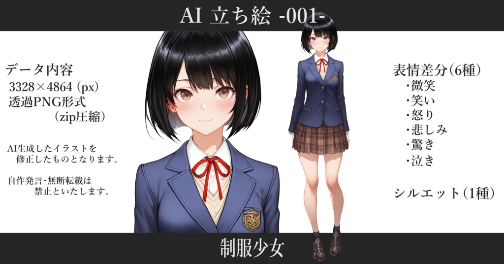 AI立ち絵 -001- 制服少女