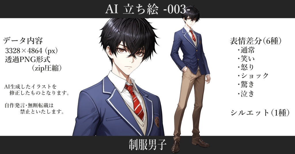 AI立ち絵 -003- 制服男子