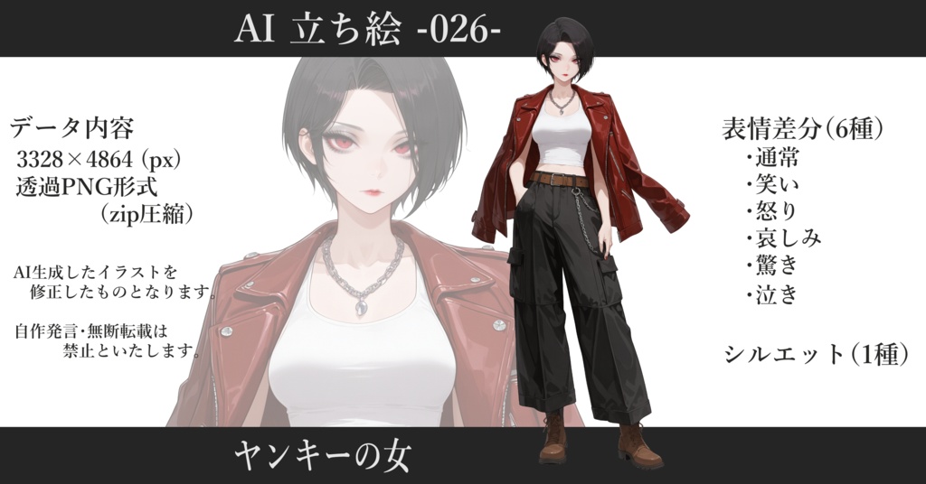 AI立ち絵 -026- ヤンキーの女