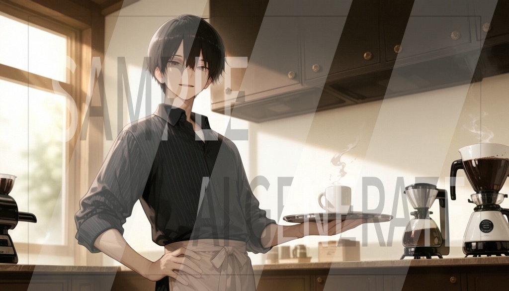 AI立ち絵 -031- 喫茶店バイトの男性
