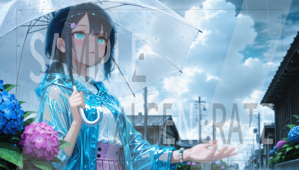 AI立ち絵 -034- レインコートの少女