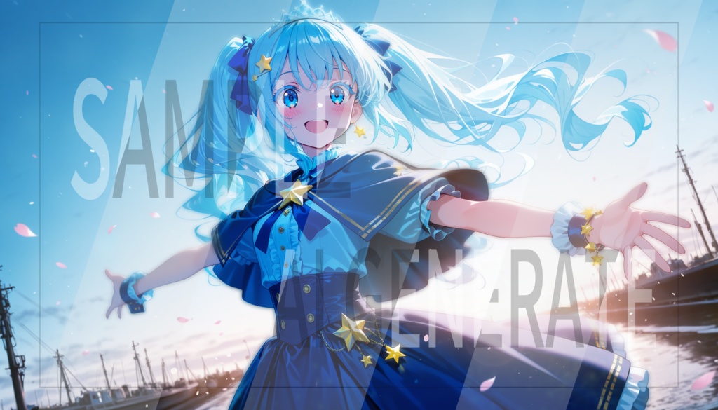 AI立ち絵 -035- 青色の魔法少女