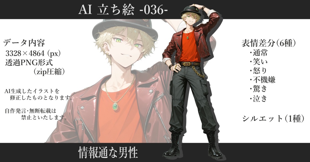AI立ち絵 -036- 情報通な男性