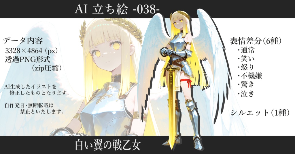 AI立ち絵 -038- 白い翼の戦乙女
