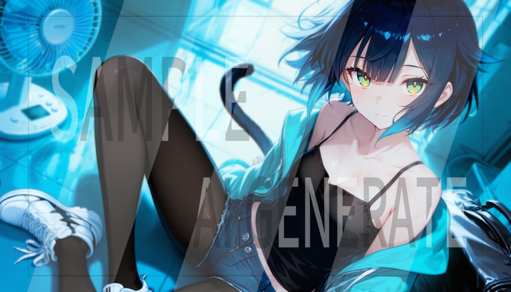 AI立ち絵 -052- 猫耳パーカーの少女