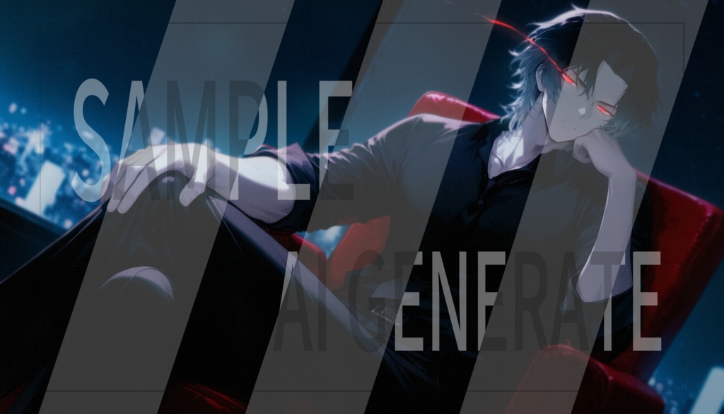 AI立ち絵 -057- 怪しげな赤目の男性