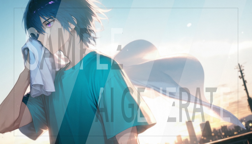 AI立ち絵 -059- 青髪クール系の男性