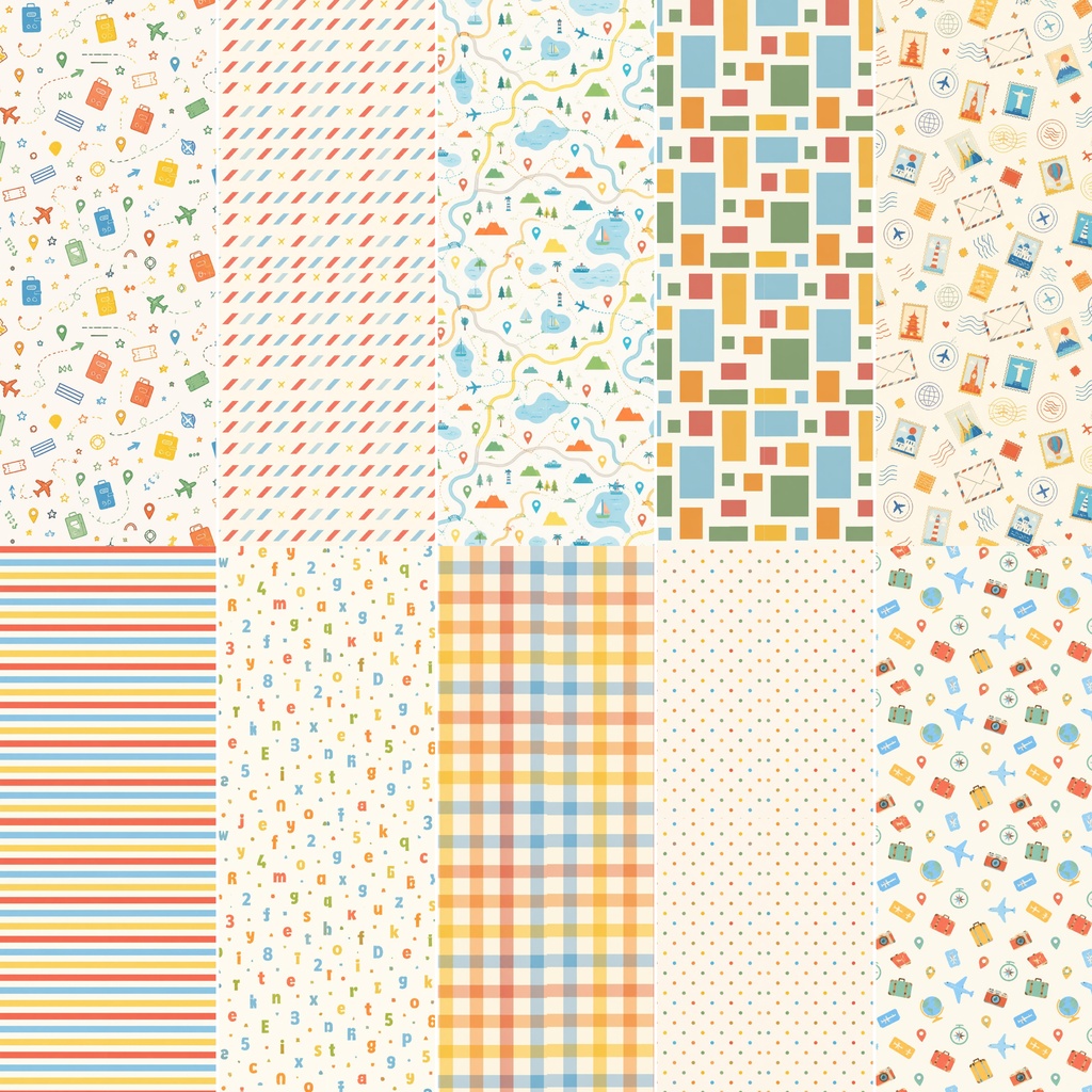 COLORFUL TRAVEL JOURNAL|デジタルステッカー30種+ペーパー10種|デジタルコラージュ素材