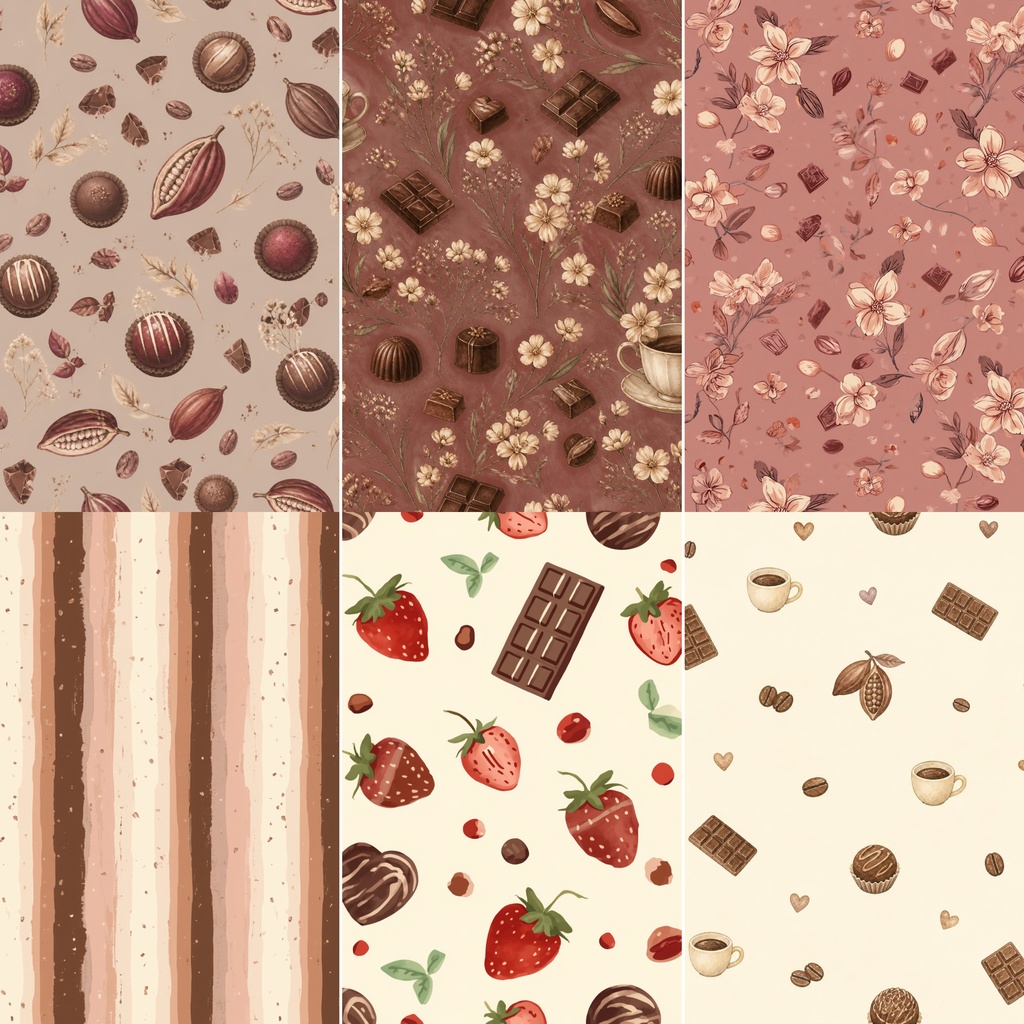 CHOCOLATE SWEETS COLLECTION|水彩チョコレートスイーツ デジタルペーパー|20柄セット