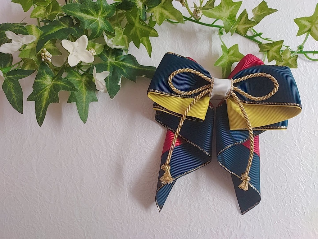 刀剣乱舞　三日月宗近　イメージ　ハンドメイド　ヘアアクセサリー　リボン