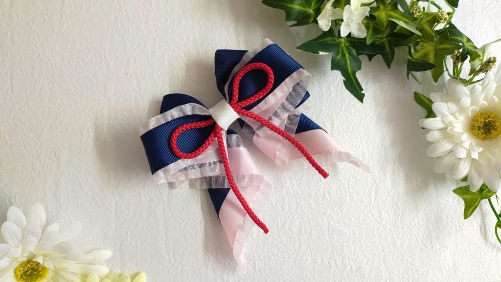 刀剣乱舞　乱藤四郎　イメージ　ハンドメイド　ヘアアクセサリー　リボン