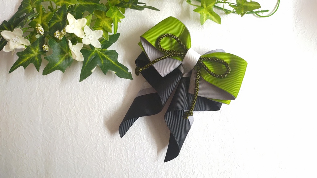 刀剣乱舞　篭手切江　イメージ　ハンドメイド　ヘアアクセサリー　リボン