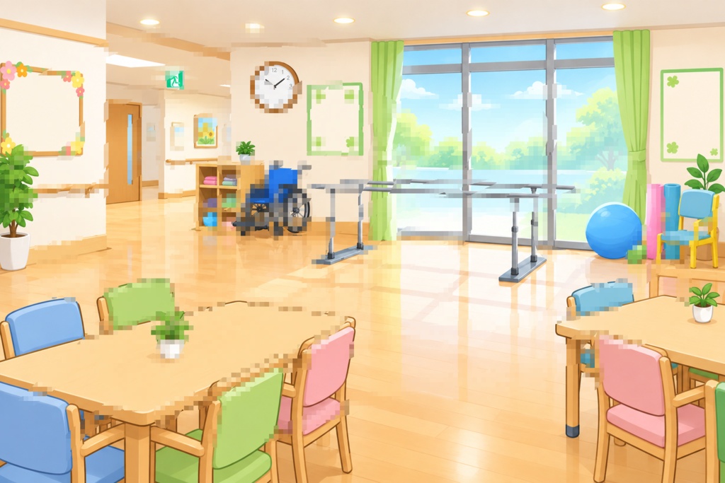 【介護・デイサービス素材】介護施設の背景イラスト｜おたより・掲示物・資料作成にぬ