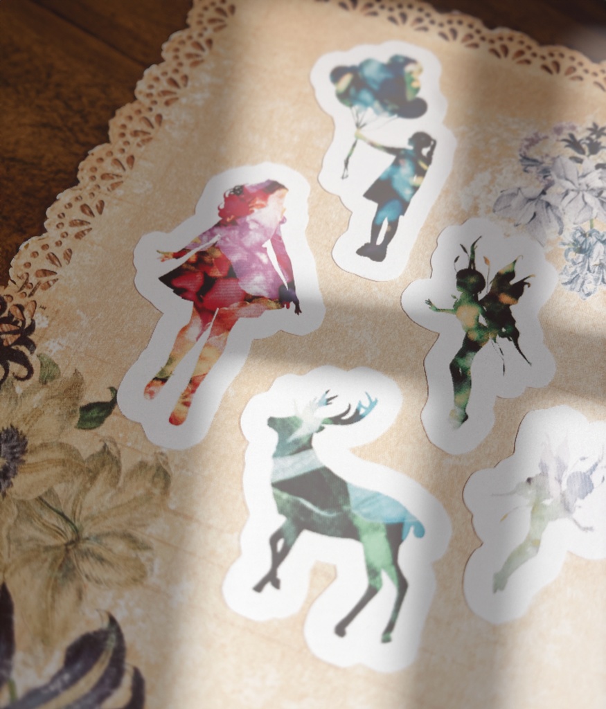 花眩む少女たちのシルエットシール