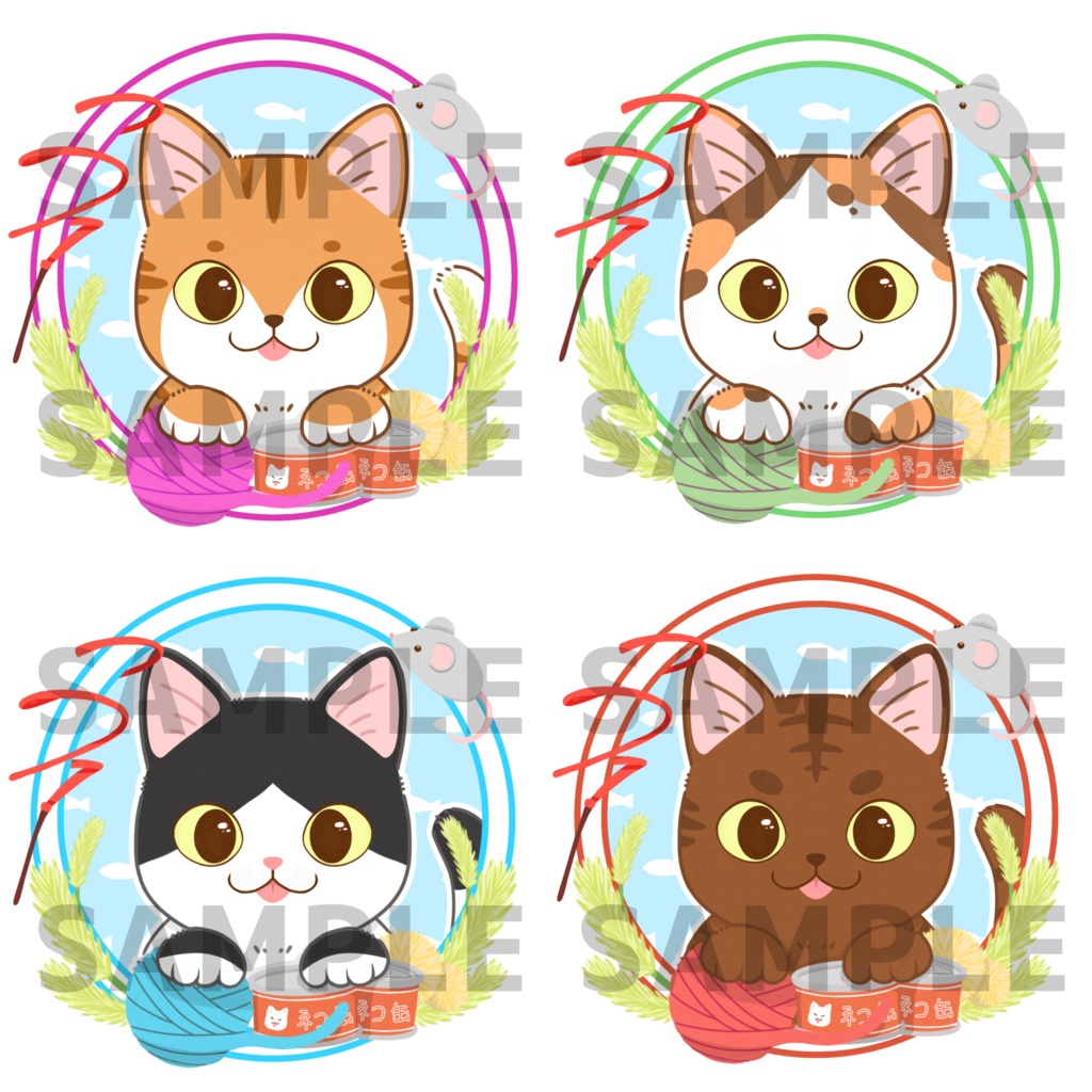 5種類の猫ちゃんアイコン