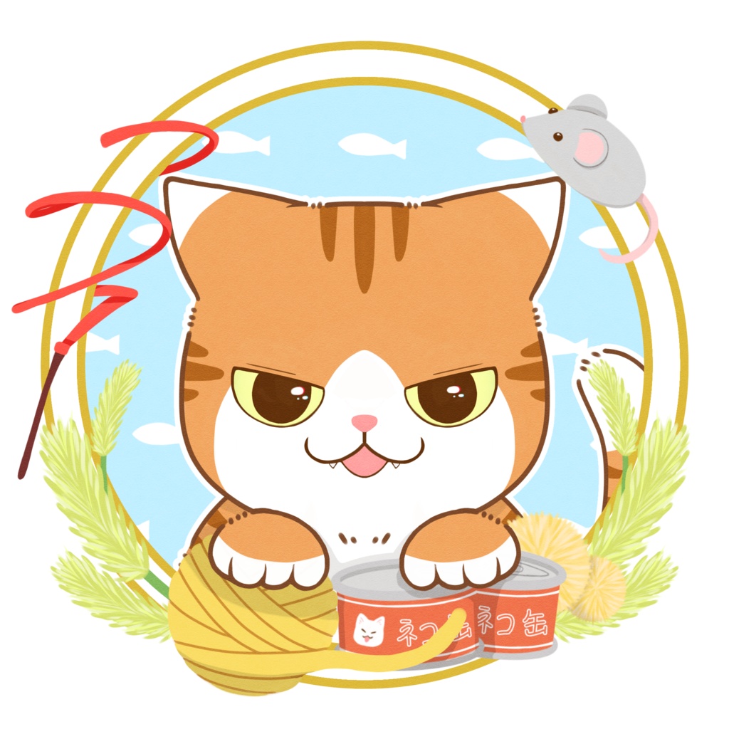 ５種類のイカ耳猫ちゃんのアイコン