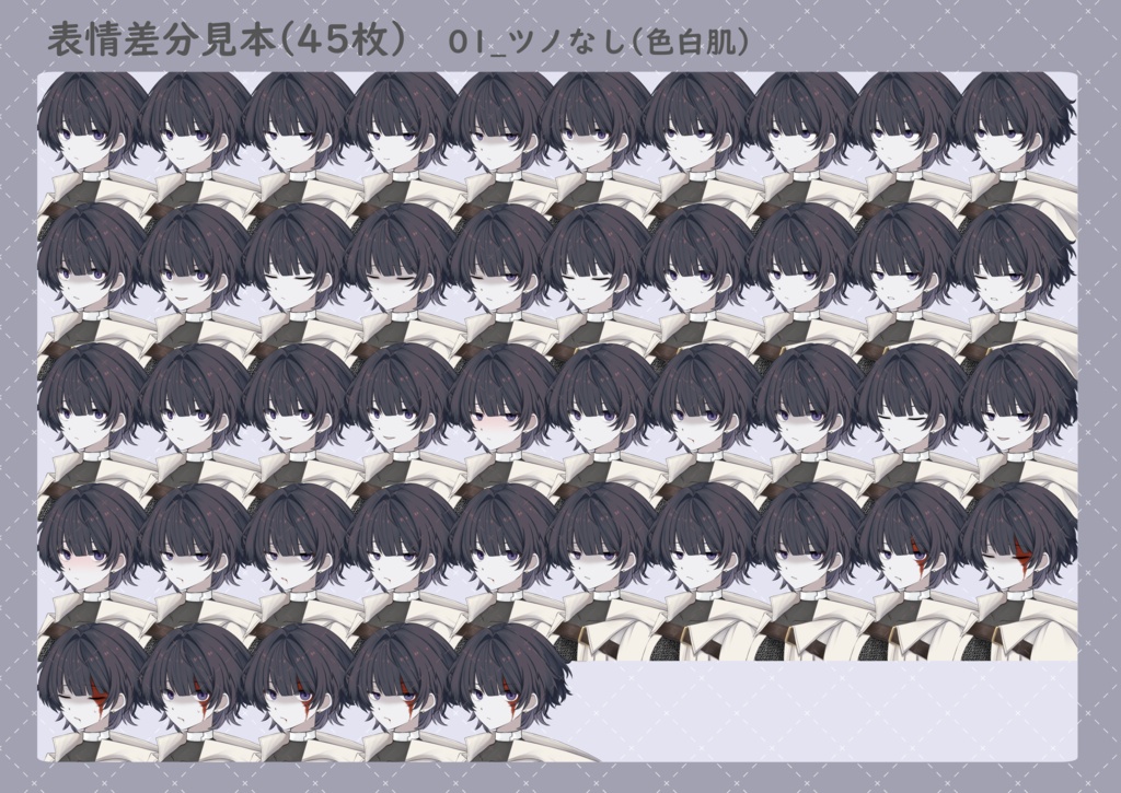 クール系ファンタジー少女の立ち絵セット(3形態・表情差分各45種)