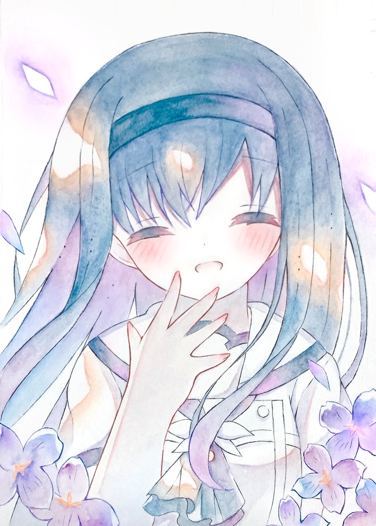 久島鴎誕生日セット/原画A5 チェキ風ミニイラストカード＆缶バッジ