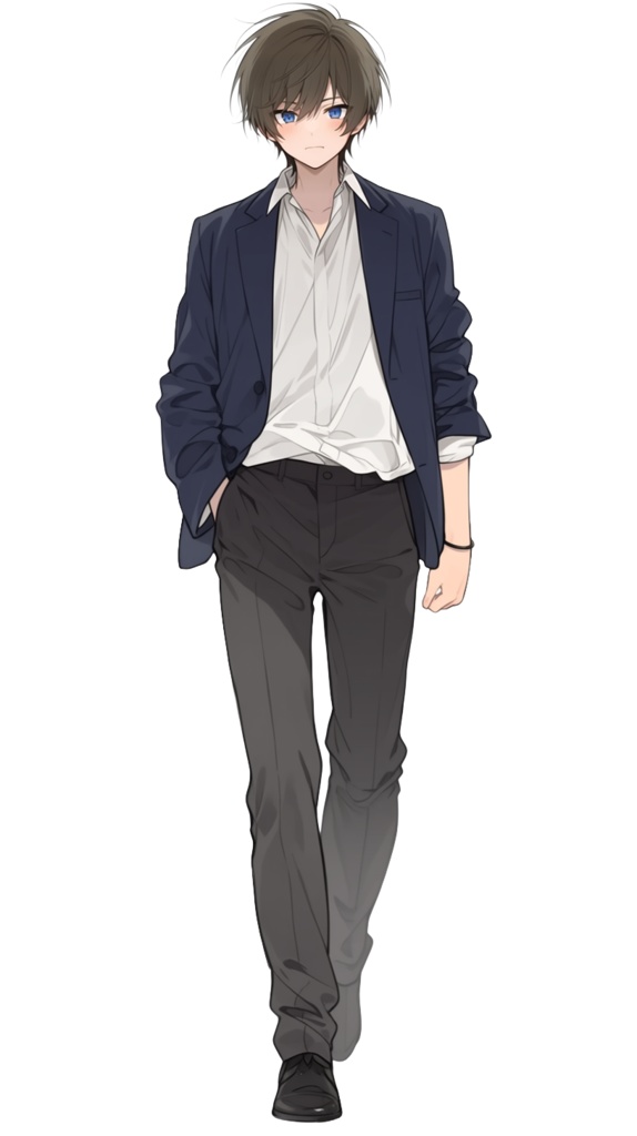 【無料版あり・表情差分15種】立ち絵素材#01_男子高校生【茶髪・ブレザー・青目】