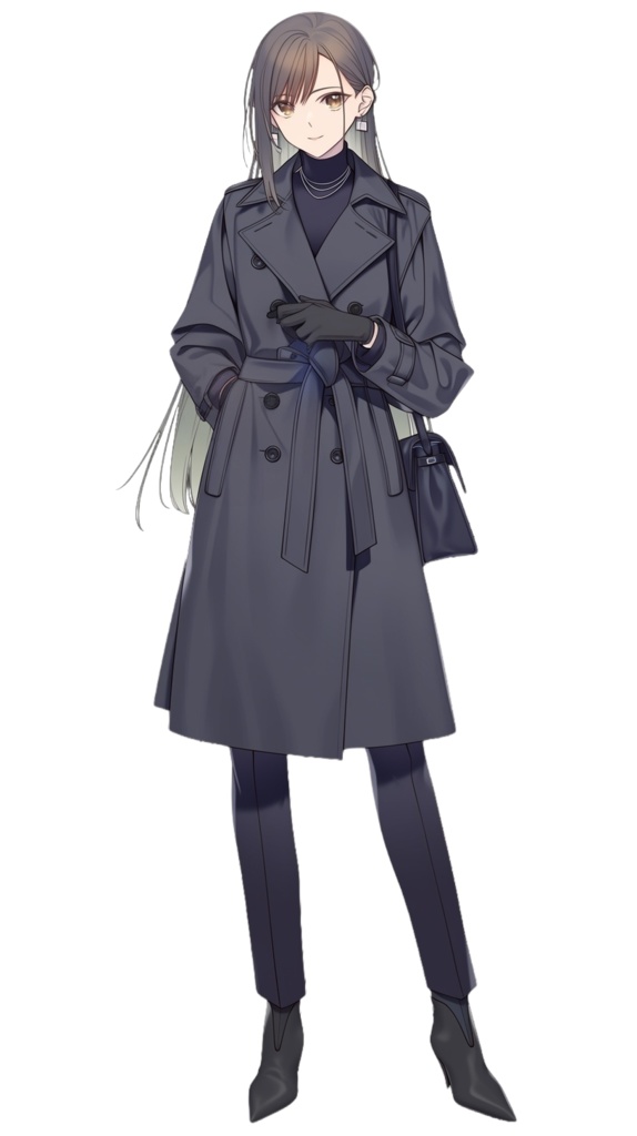 【無料版あり・表情差分12種】立ち絵素材#08_女探偵【茶髪】