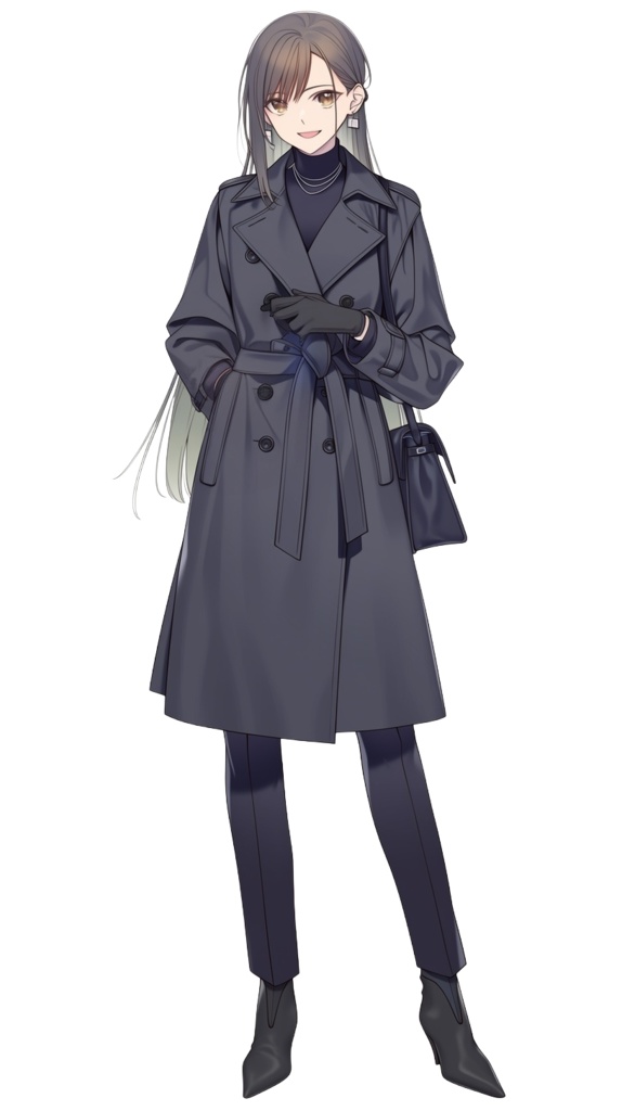 【無料版あり・表情差分12種】立ち絵素材#08_女探偵【茶髪】